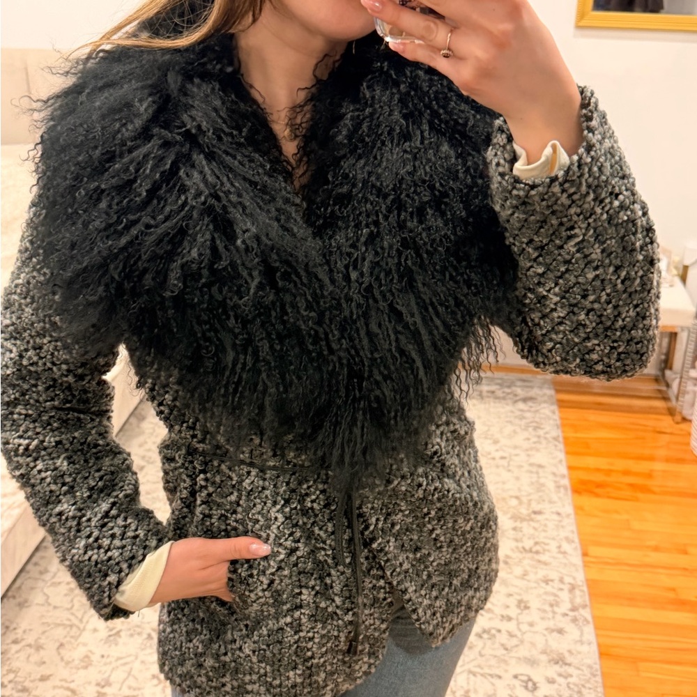 100% Mongolian Fur trim coat